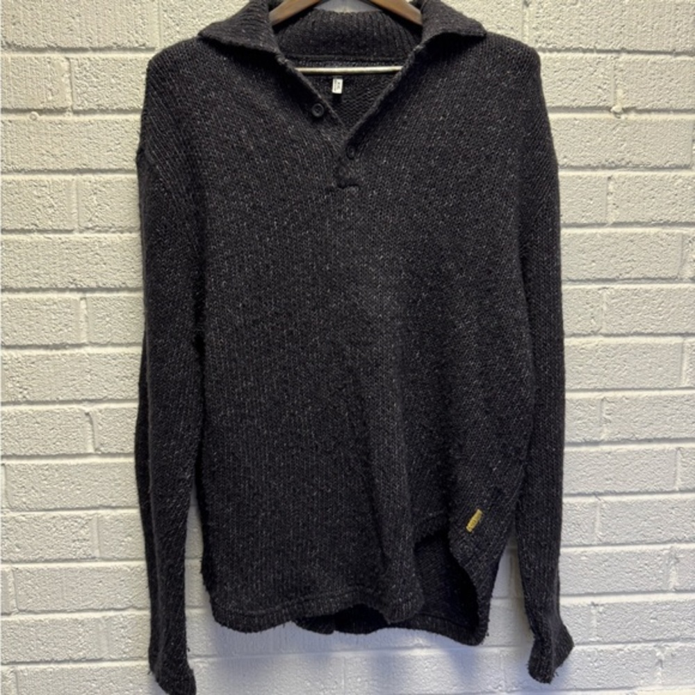 Armani Jeans Black Knit Hooded Sweater Vintage